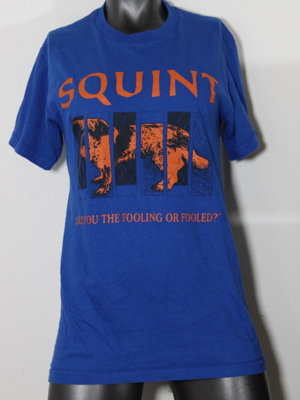 VTG 1994 Squint Band Tour T-Shirt Blue 90s Alternative Indie Rock No Tag Fits S